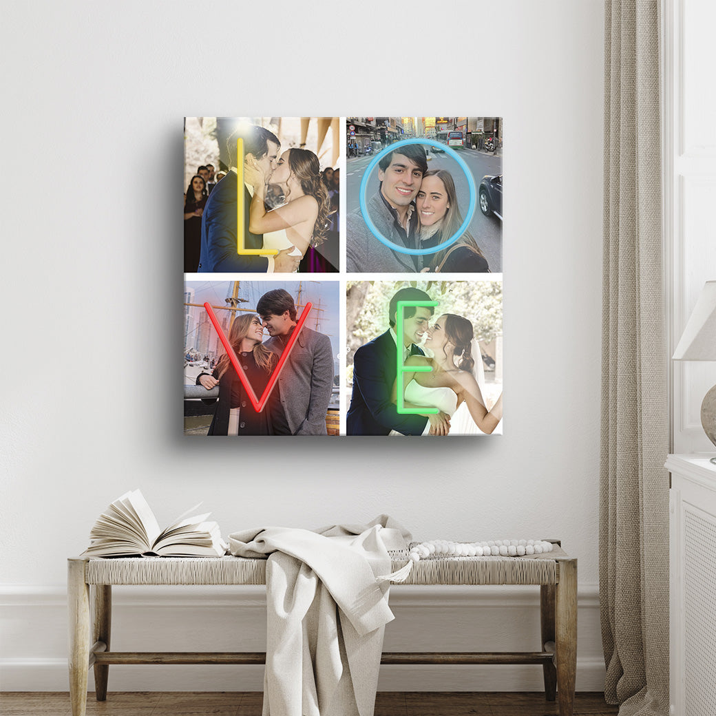 Cuadro Neón Letras LOVE Personalizable