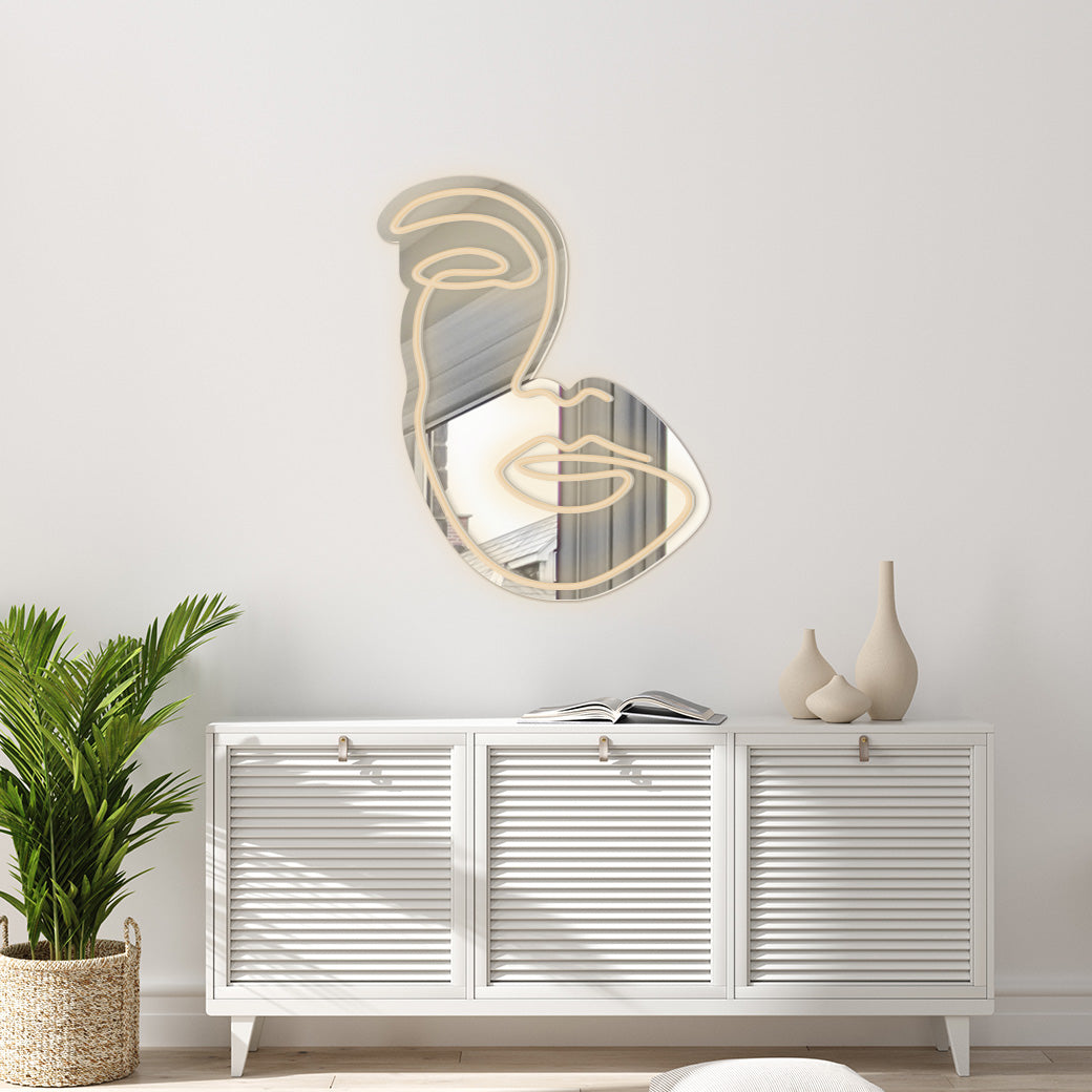 Espejo Neón Cara lineal - balcru #color_blanco cálido