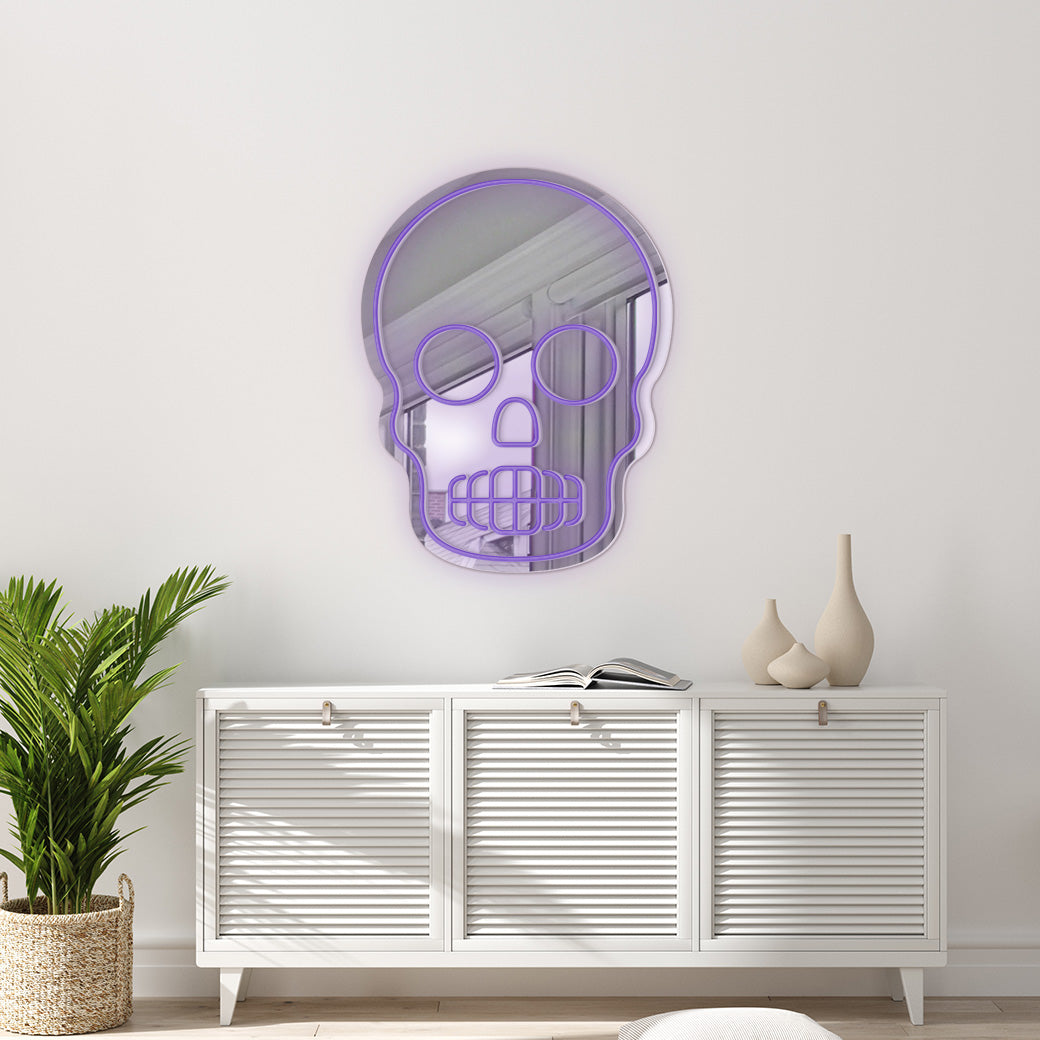 Espejo Neón Cráneo - balcru #color_morado