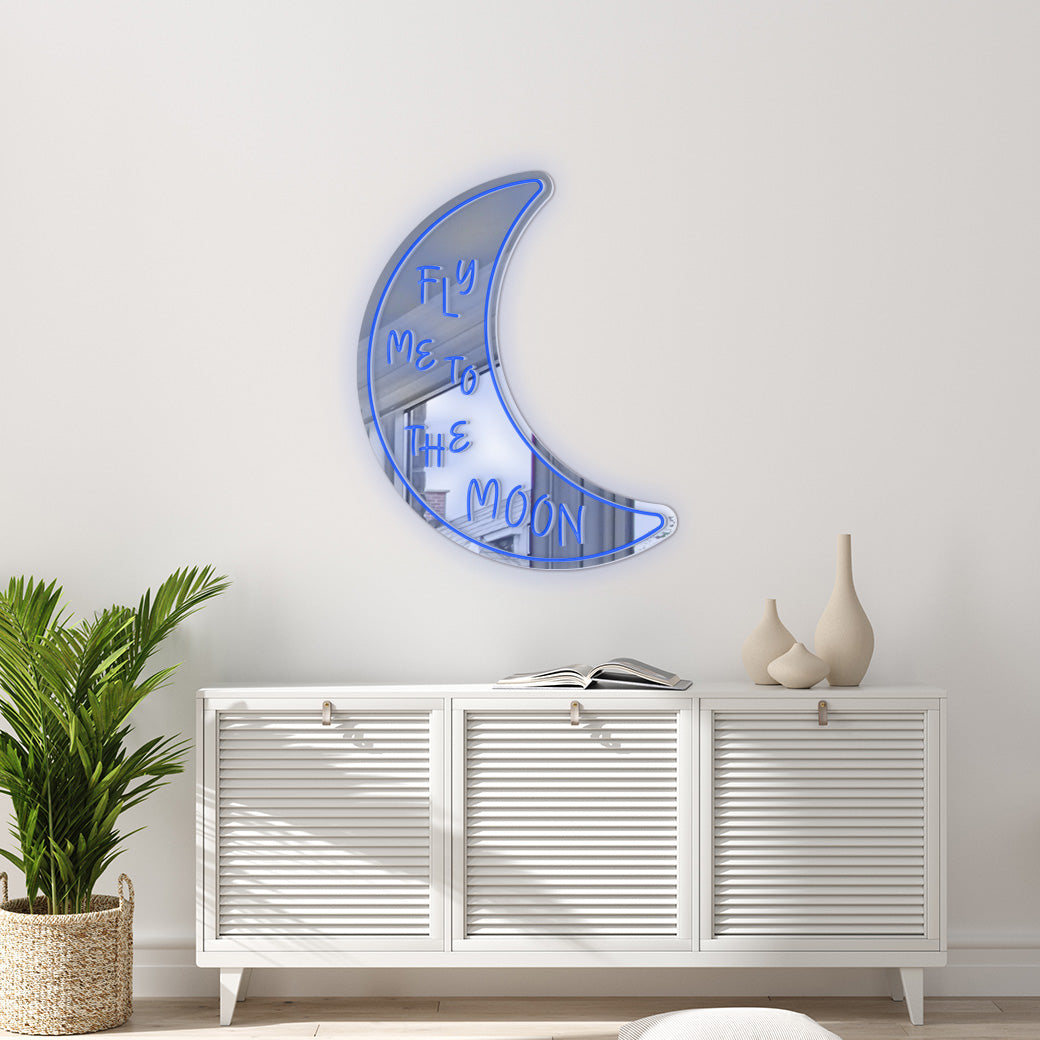 Espejo Neón To The Moon - balcru #color_azul fuerte