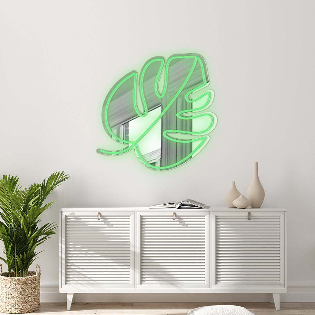 Espejo Neón Leaf - balcru #color_verde