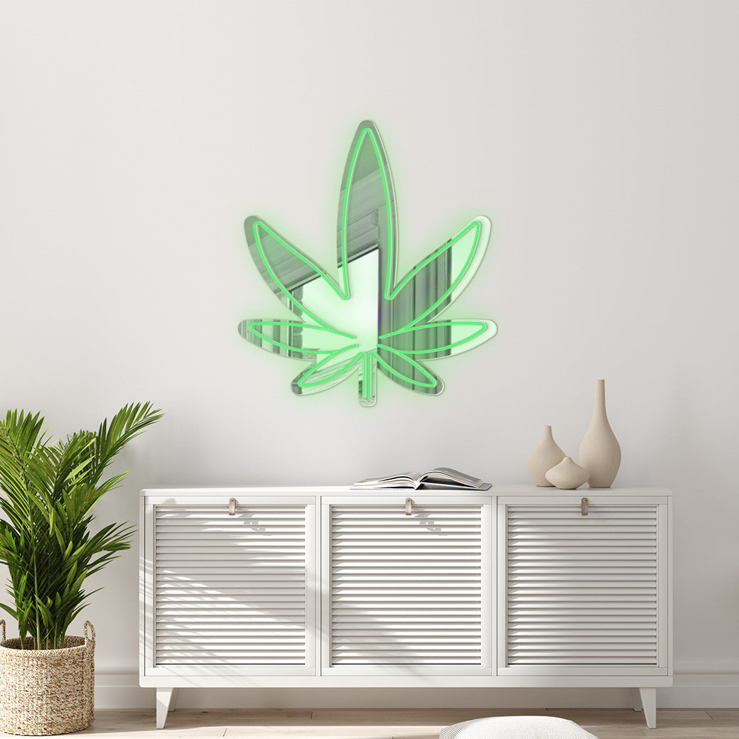 Espejo Neón Marihuana - balcru #color_verde