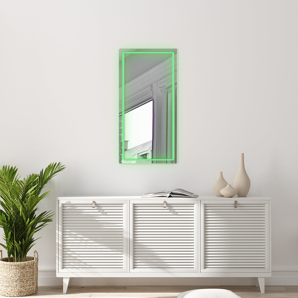 Espejo Neón Rectángulo cuerpo completo - balcru #color_verde