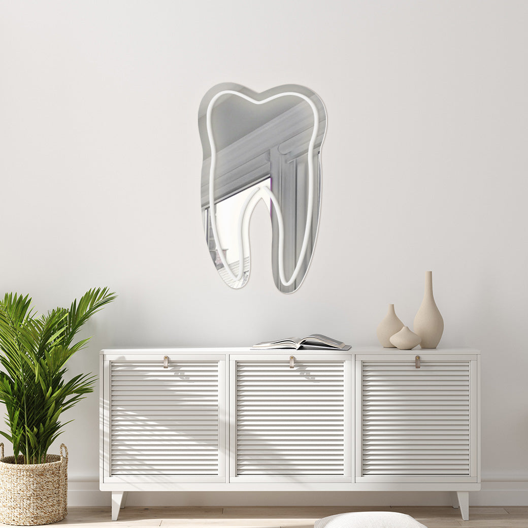 Espejo Neón Silueta dental - balcru #color_blanco
