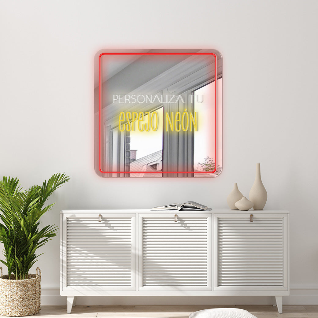 Espejo Neón Cuadrado Personalizable