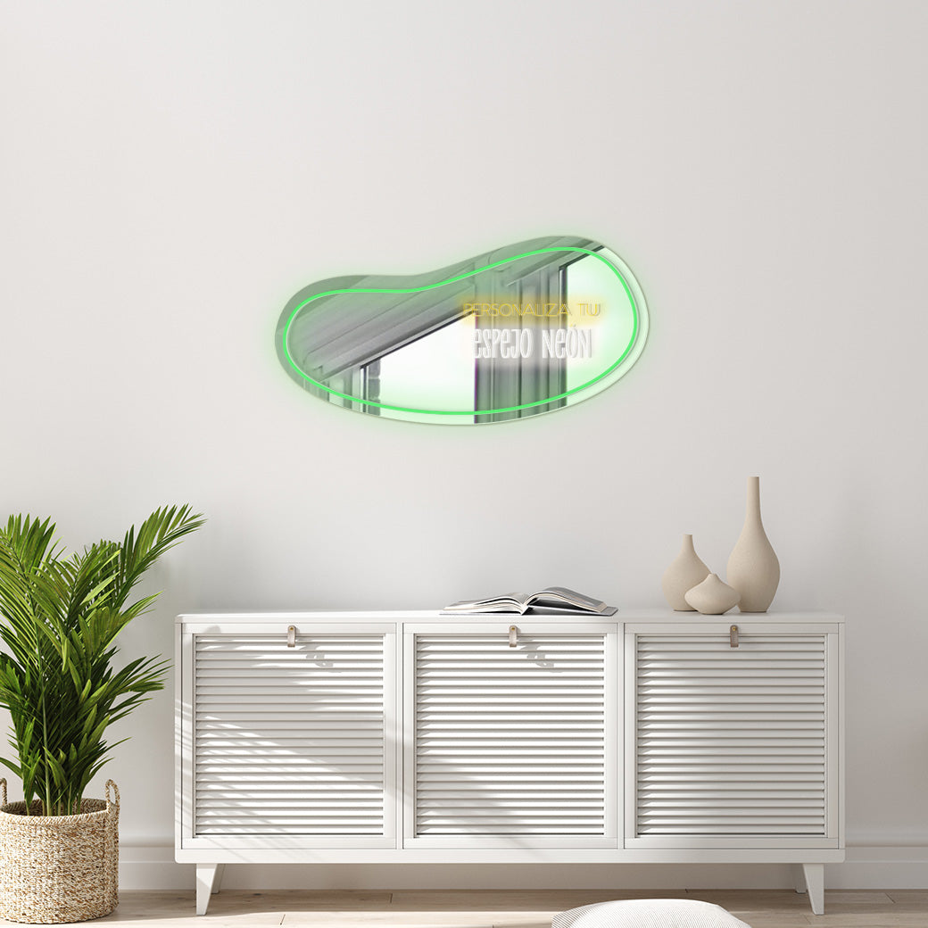 Espejo Neón Figura Ondulada Personalizable