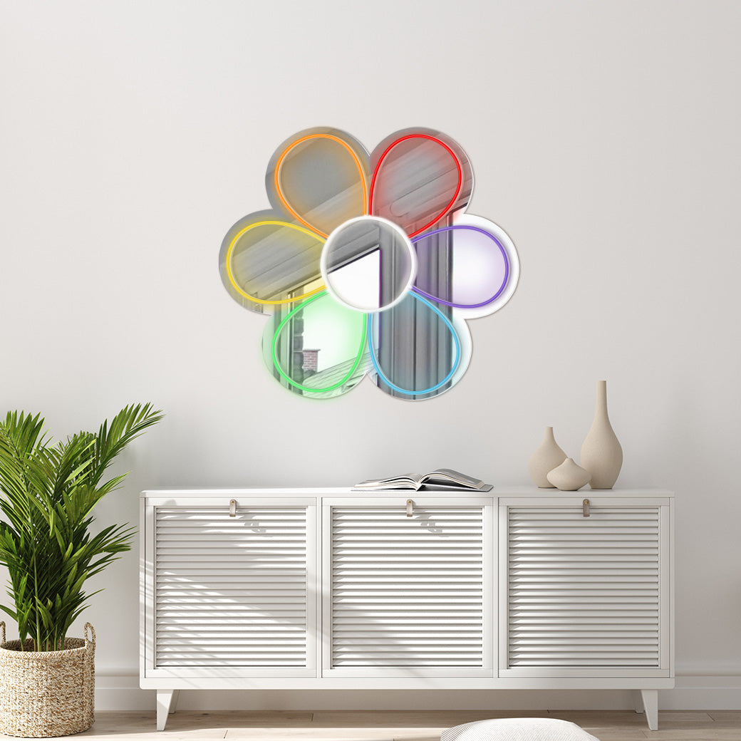 Espejo Neón Flor - balcru #colores_arcoíris