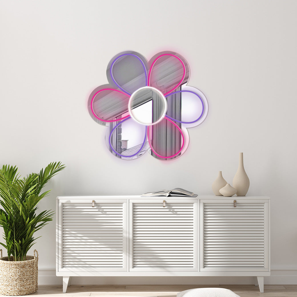 Espejo Neón Flor