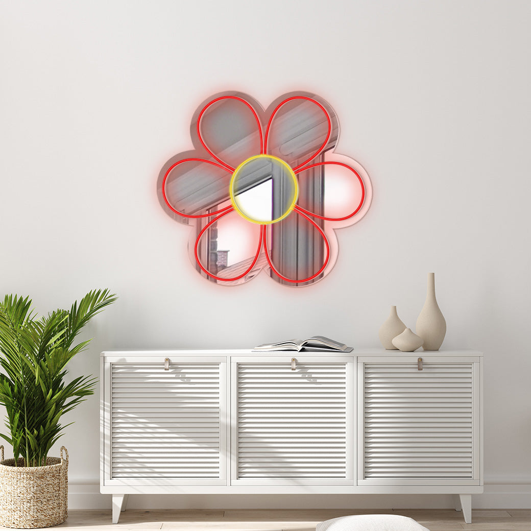 Espejo Neón Flor
