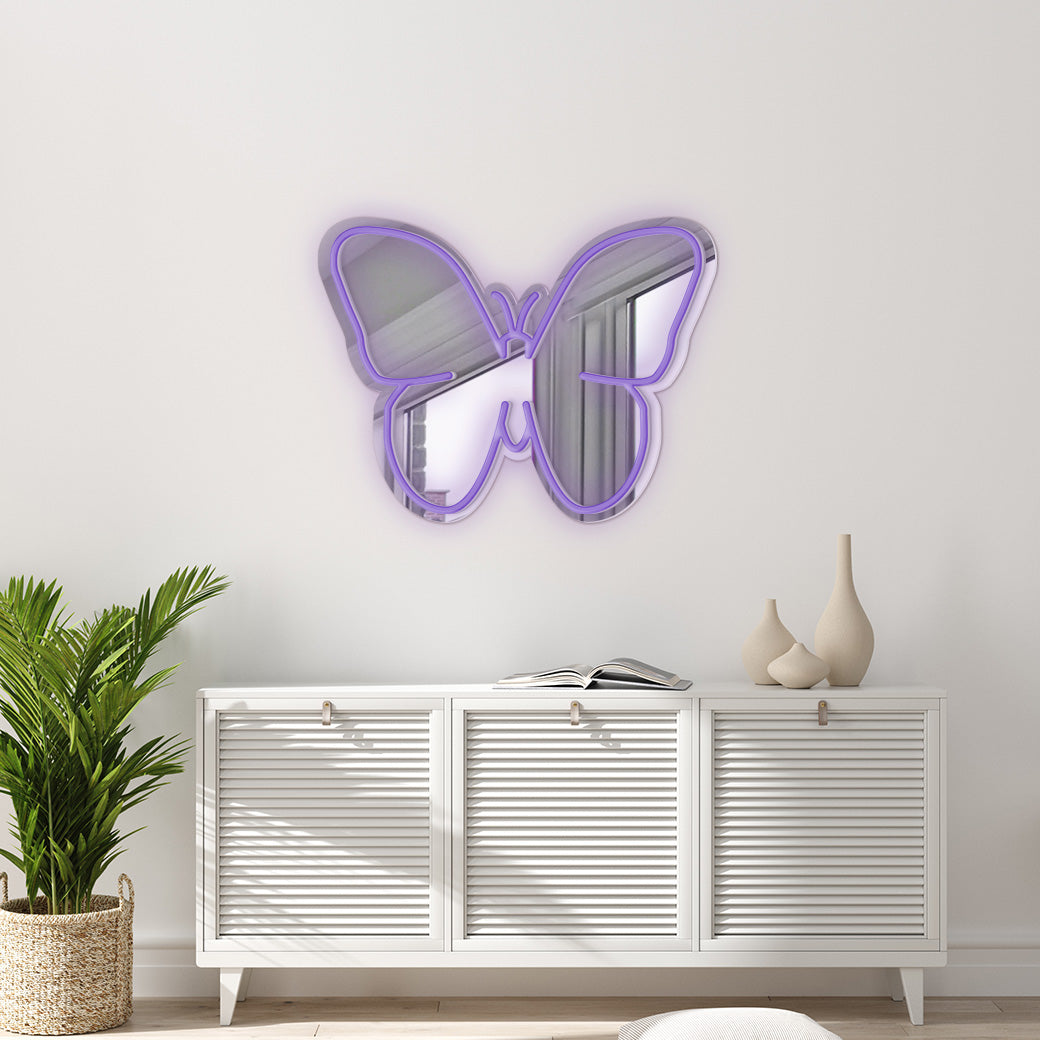 Espejo Neón Mariposa - balcru #color_morado