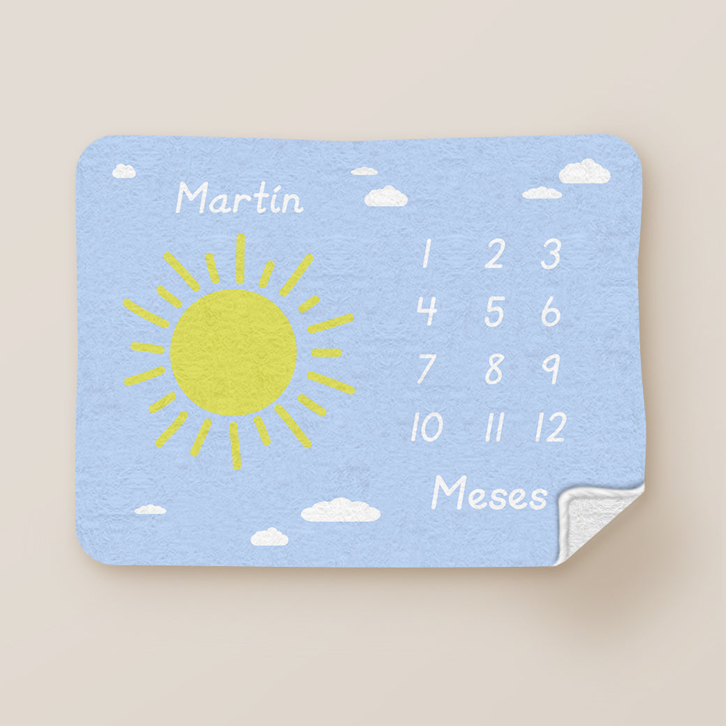 Cobija frazada personalizable sol con meses
