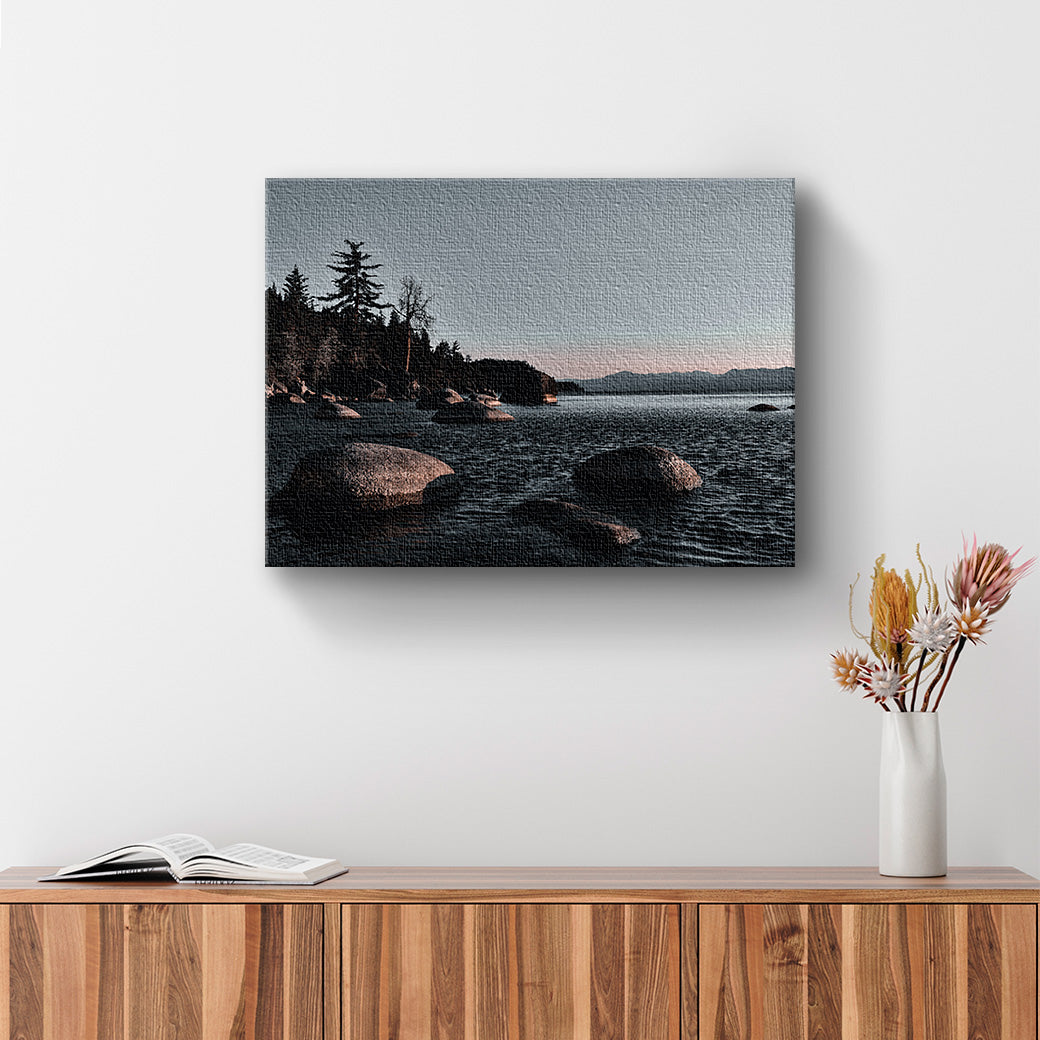 Cuadro Lago Tahoe rocas