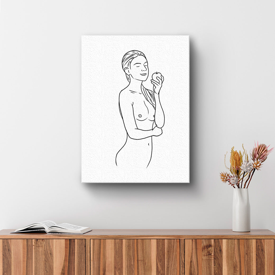 Cuadro canvas Mujer con manzana - balcru #Tipo_Canvas