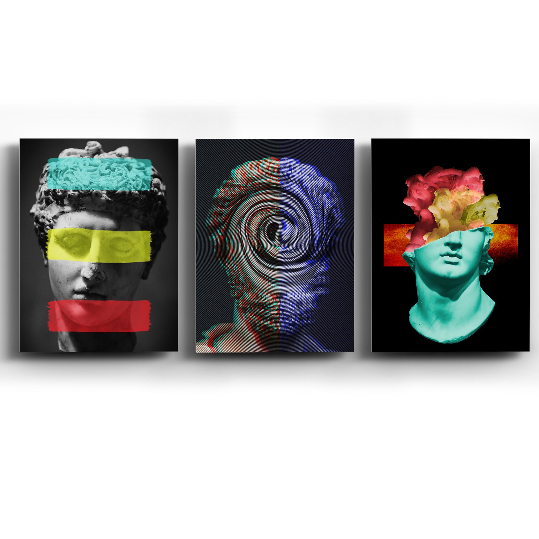 Collage de Cuadros con Esculturas de Colores
