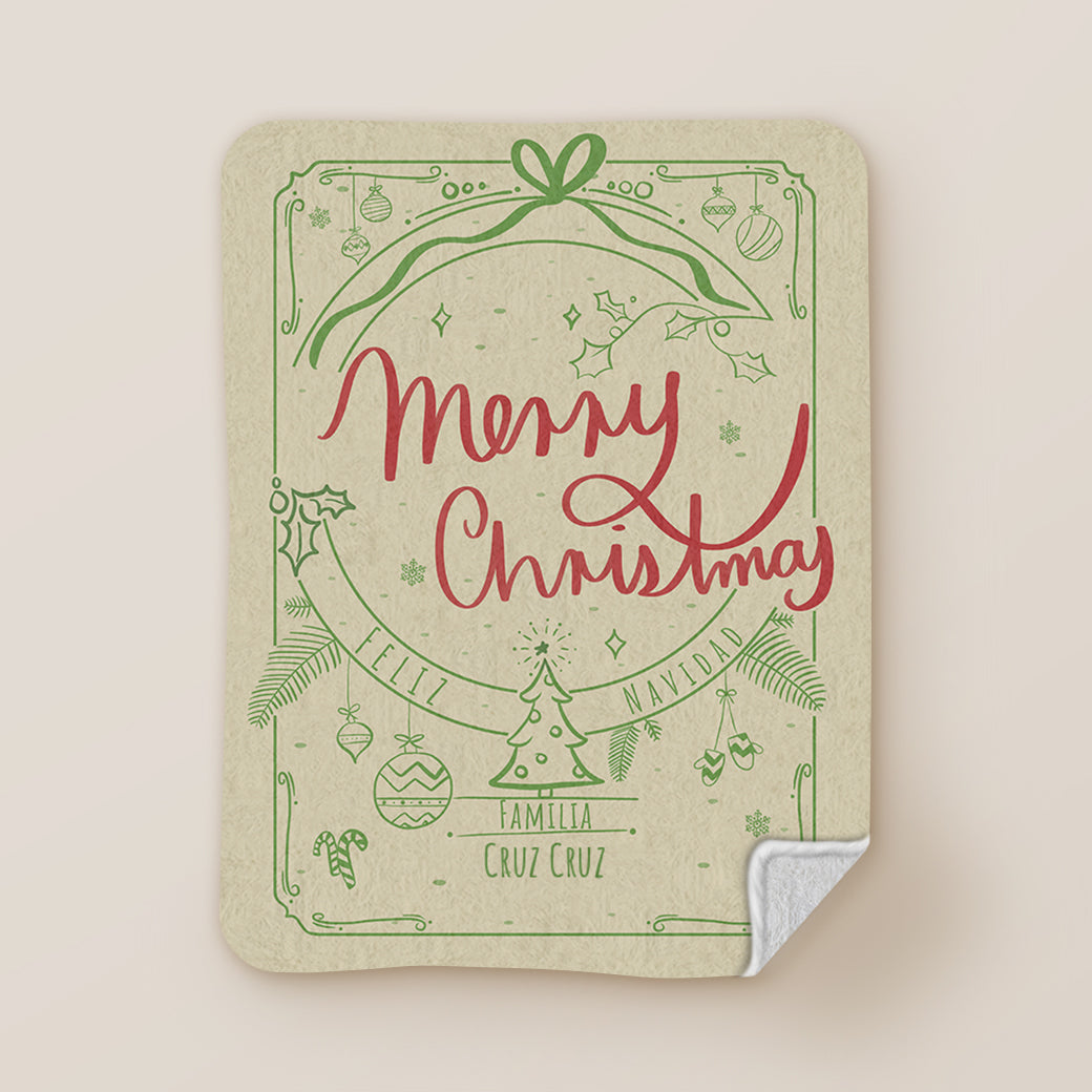 Cobija frazada personalizable merry christmas