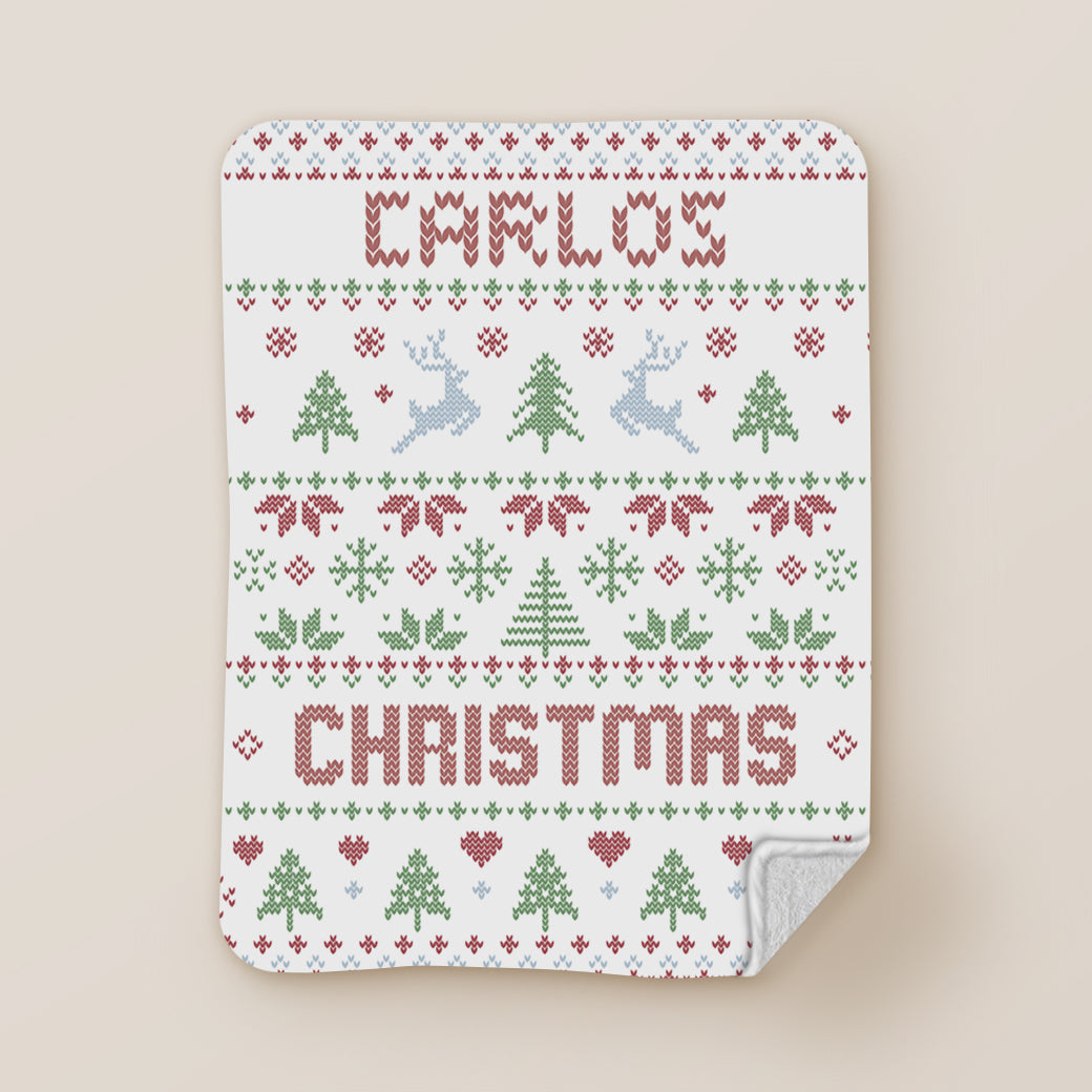 Cobija frazada personalizable corazones y pinos