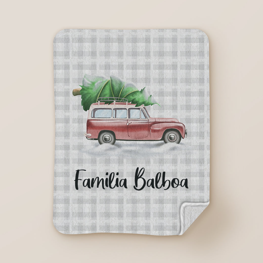 Cobija frazada personalizable coche navideño