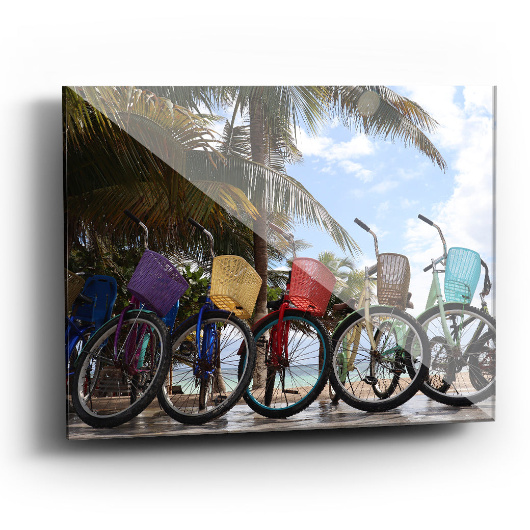 Cuadro con Bicicletas en la playa de Mahahual