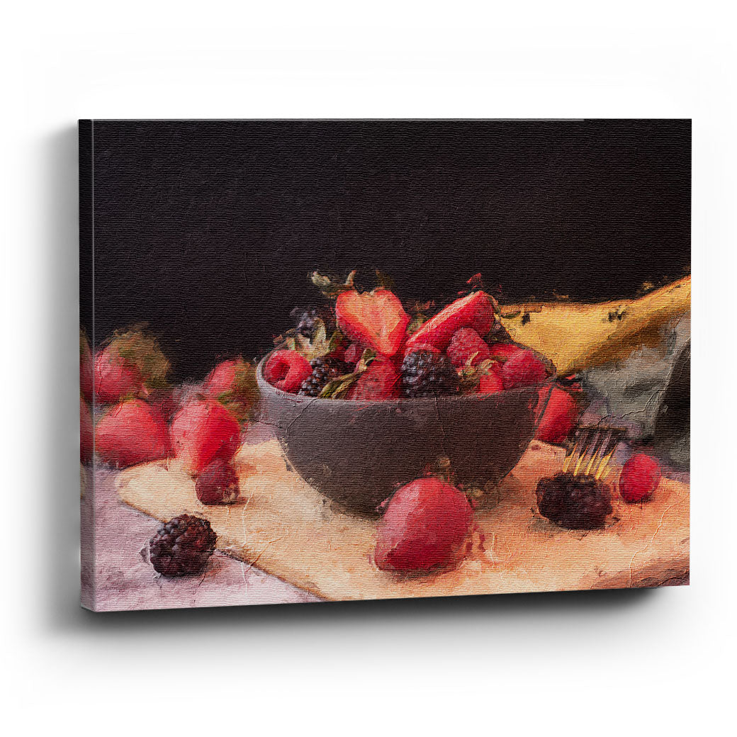 Cuadro Canvas Bodegón de fresas al óleo Saas - balcru #Tipo_Canvas