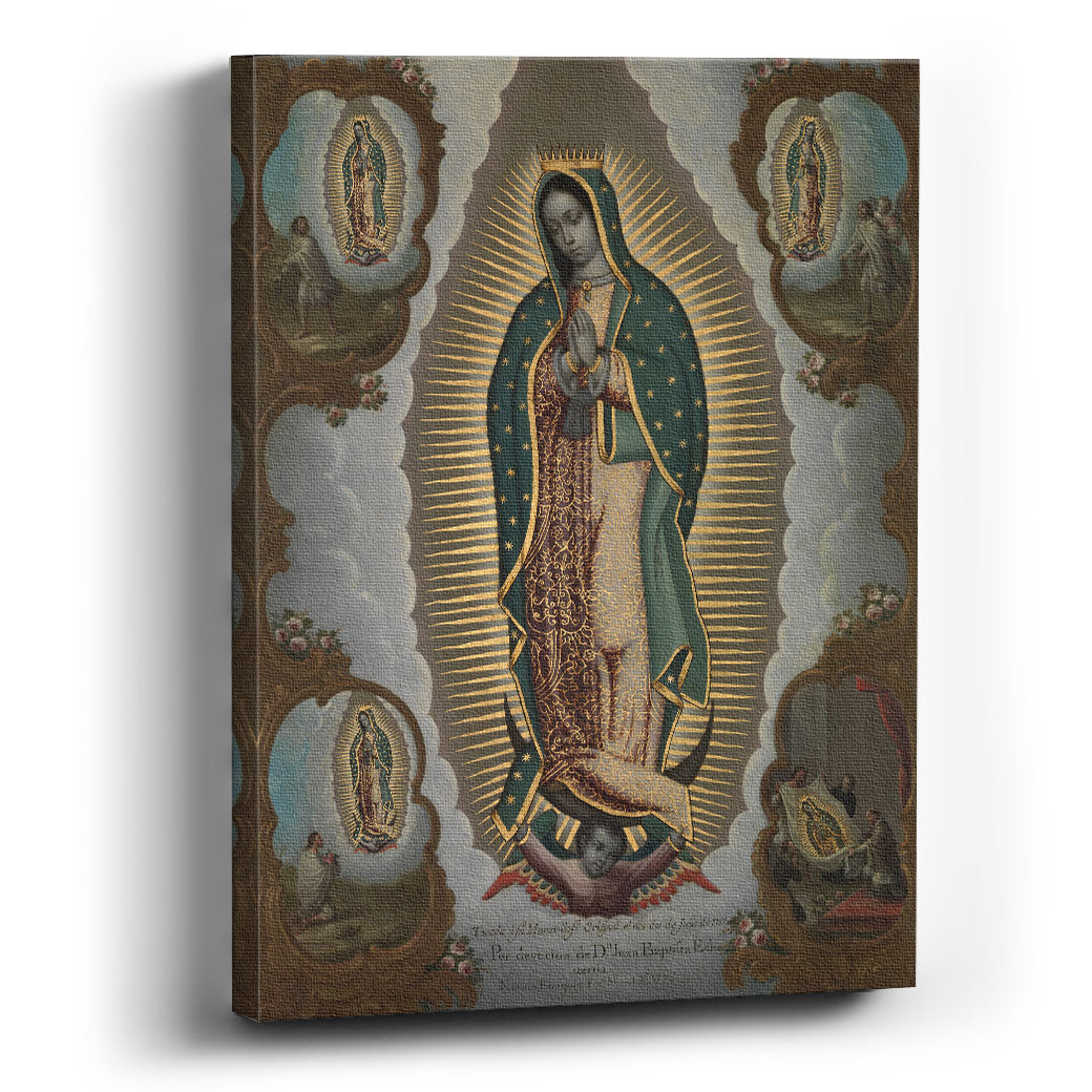 Pintura de La Virgen de Guadalupe con las Cuatro Apariciones